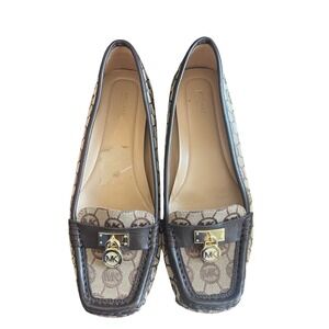 NWOT Michael Kors tan and brown Hamilton monogrammed loafer size 8.5